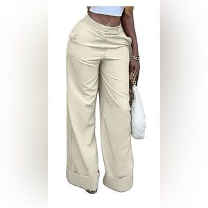 Wide Leg‎ Cuffed Khaki Dress Pants. Women's Size 34x30.